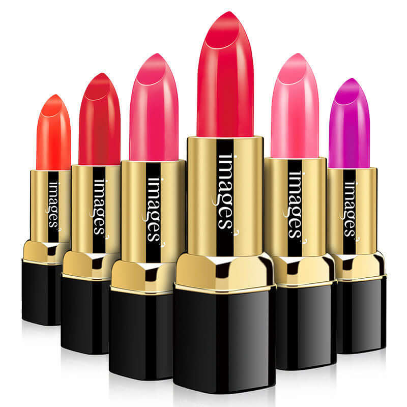 Moisturizing Lip Gloss in various vibrant shades displayed in elegant lipstick tubes