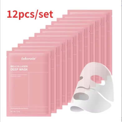 Collagen Hydrogel Face Mask set of 12 PCS for hydration and glowing skin in pink packaging
